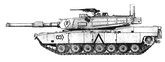 Тактическая маркировка танка Абрамс в 1991 году в операции Буря в пустыне