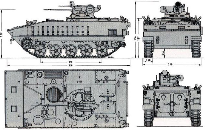 Французская  БМП АМХ-10Р компоновка, размеры схема 1