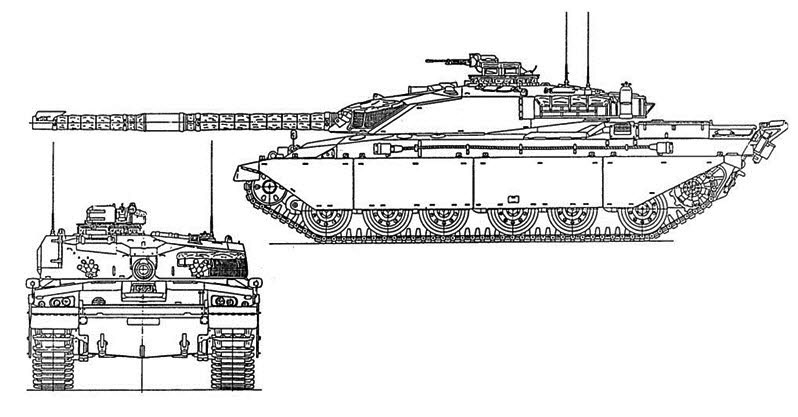 Английский танк Челленджер чертеж, компоновка танка
