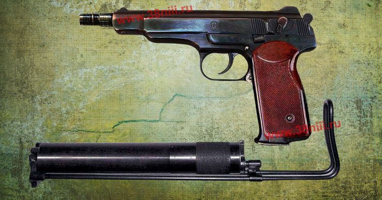 Пистолет АПБ с отстегнутыми глушителем и прикладом