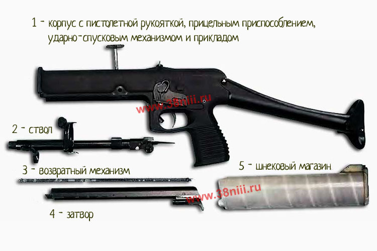 Пистолет-пулемет ПП-90М1 в неполной разборке